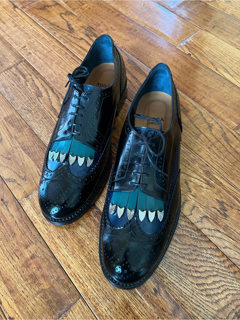 TOGA VIRILIS Men’s Shoes Polido Front Tassel Leather Brogues Size 13 (46 EU)